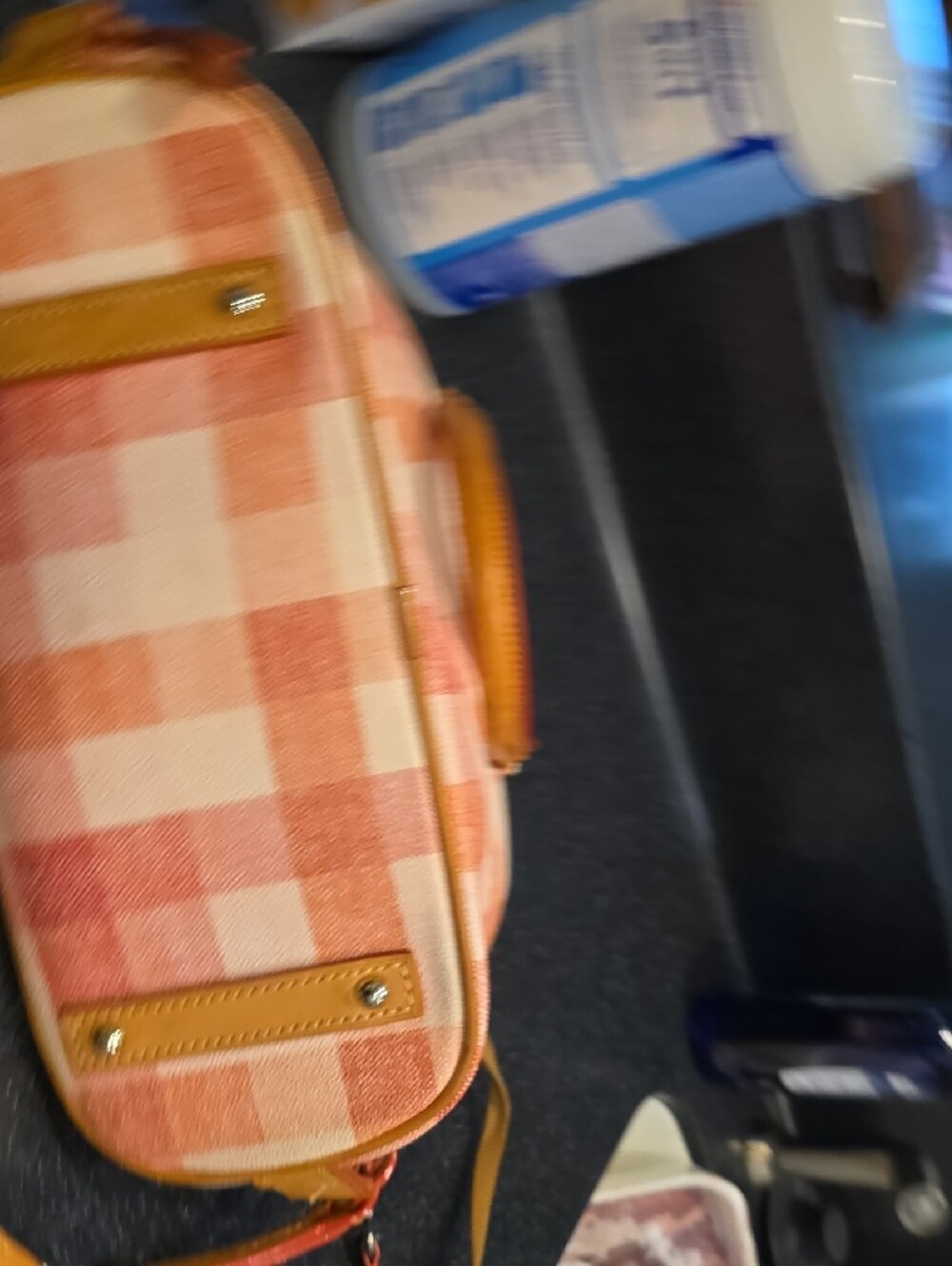 Dooney & Bourke PEACH and Cream Plaid Satchel - Picture 11 of 12